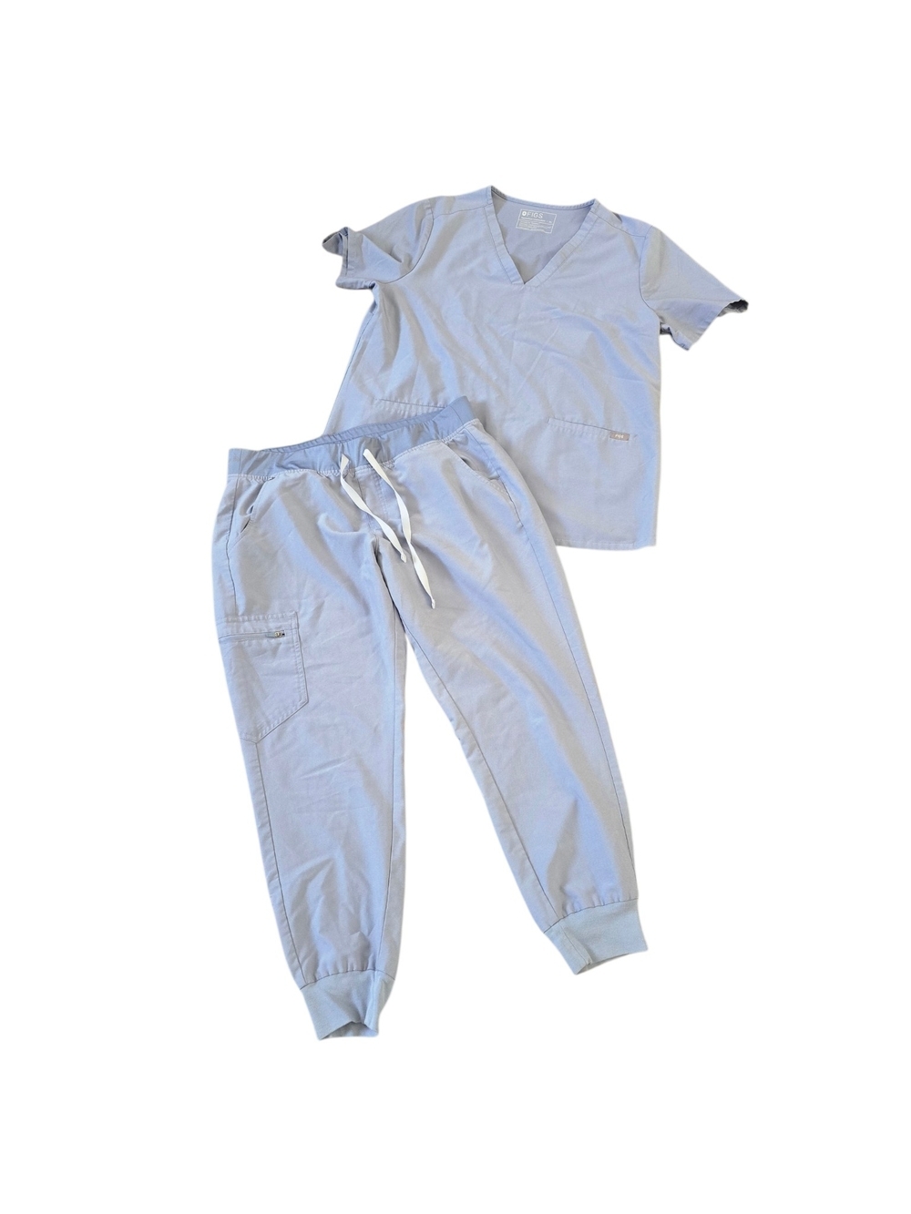 Figs Light Blue Medical Scrub Top Size XL And Jogger Bottoms Size LP Set